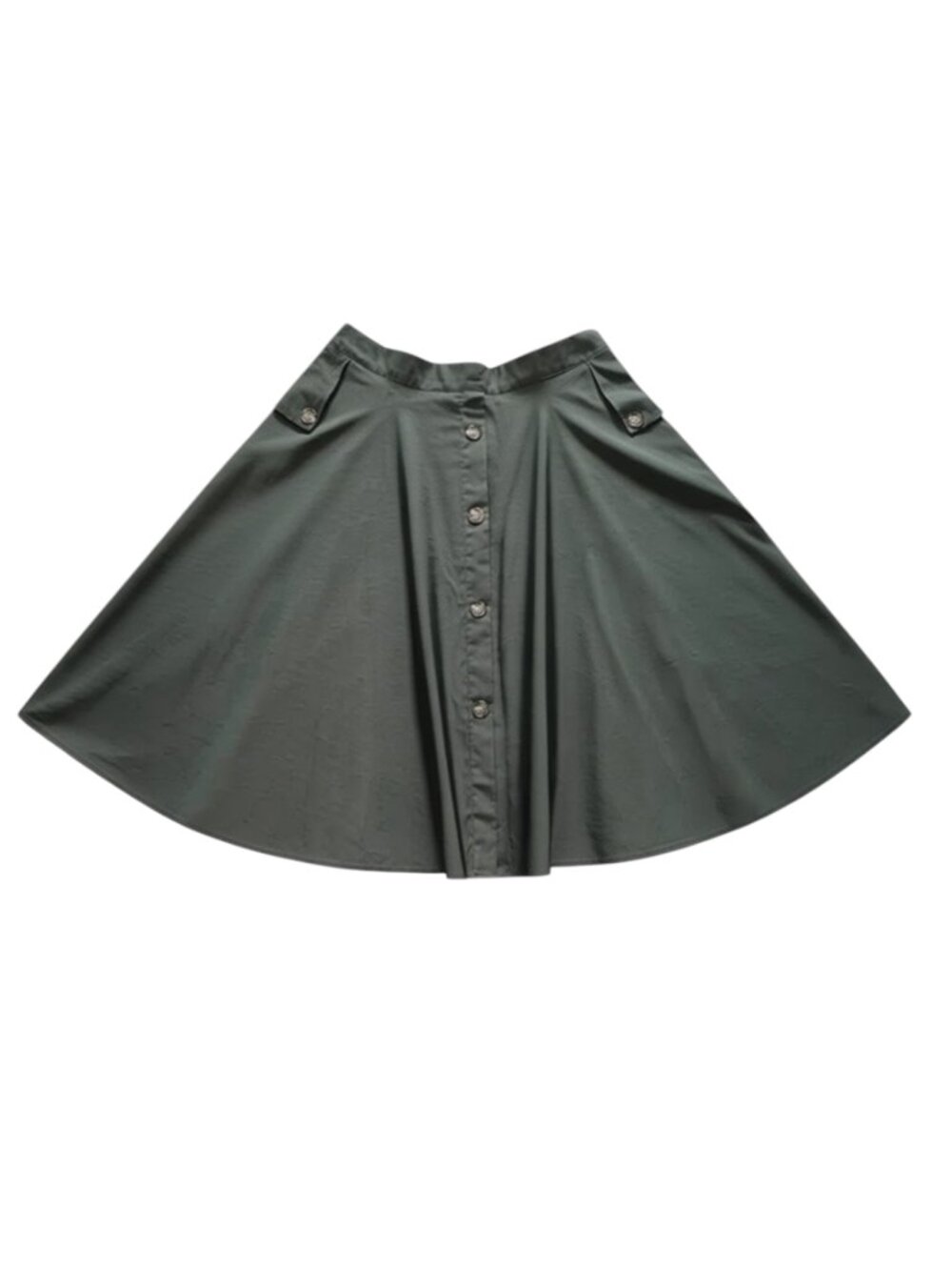 SHEIN Solid Button-Detail Flare Skirt